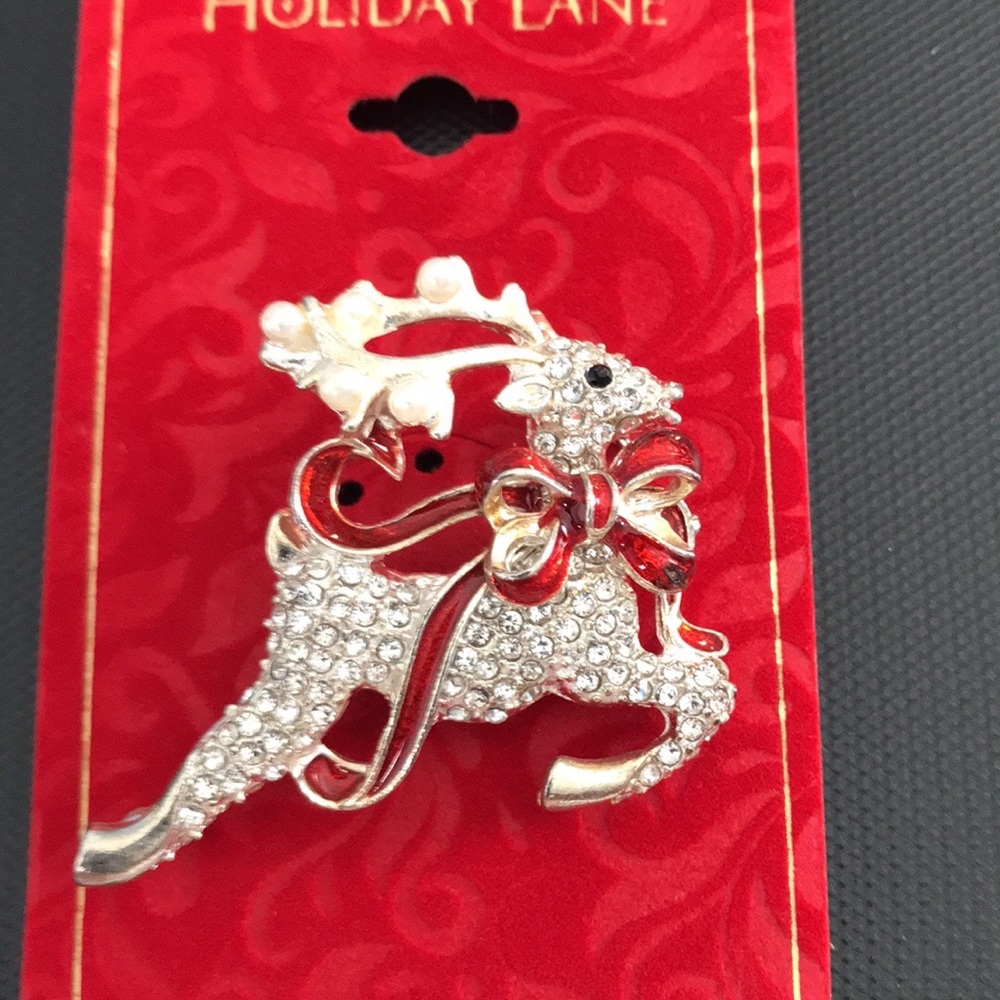 Holiday Lane Christmas Reindeer Brooch